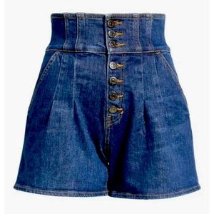 VERONICA BEARD Alicia High Waist Shorts Bright Blue Denim Size 23